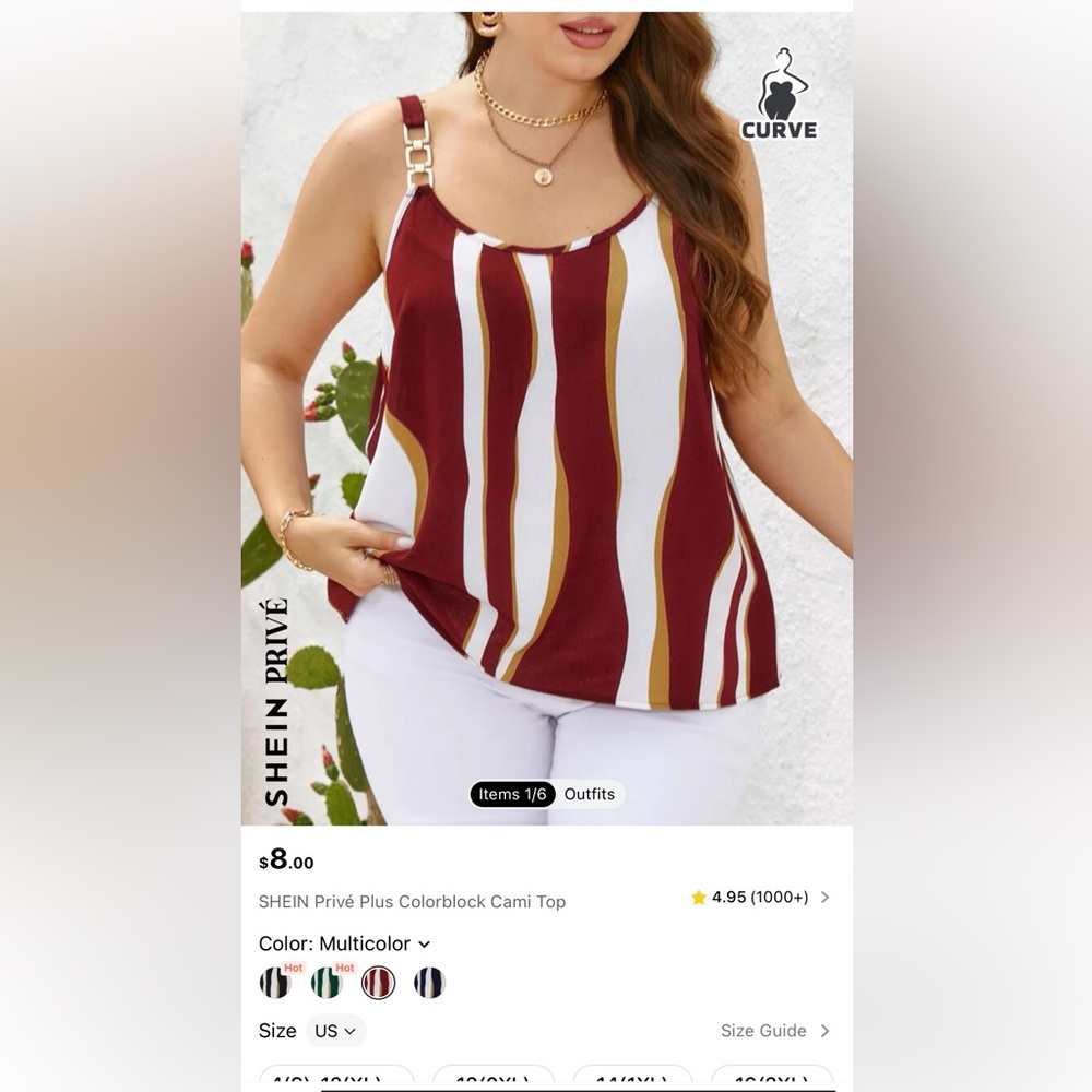 SHEIN Privé Plus Colorblock Cami Top